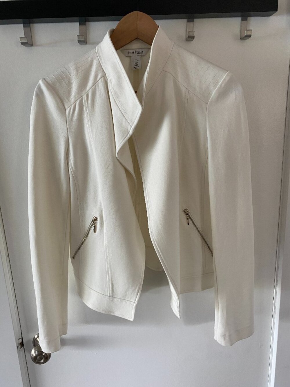 White House Black Market Moto Jacket, Off White, W/8